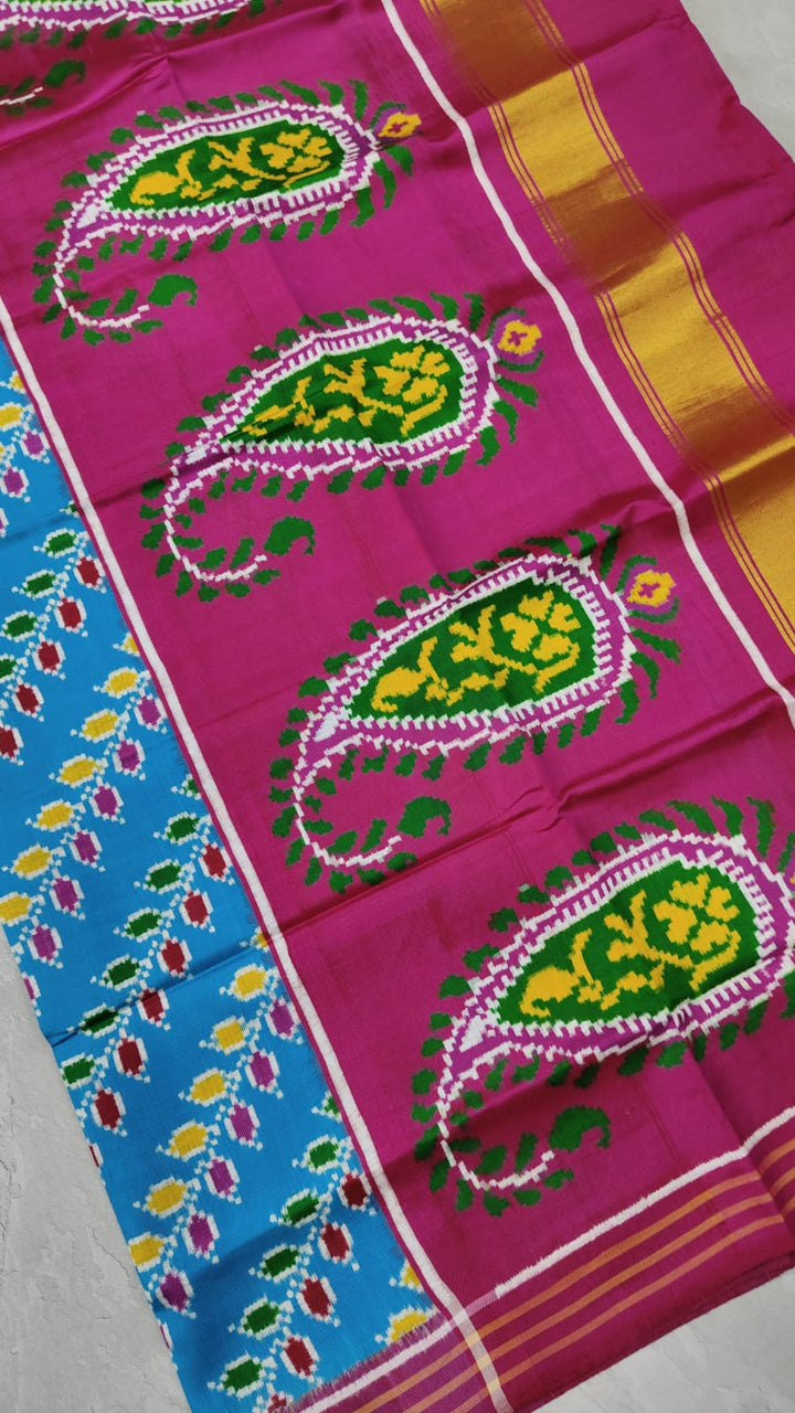 Feroza Leheria Authnetic Patan Patola Double Ikkat Pure Silk Handwoven Saree | SILK MARK CERTIFIED