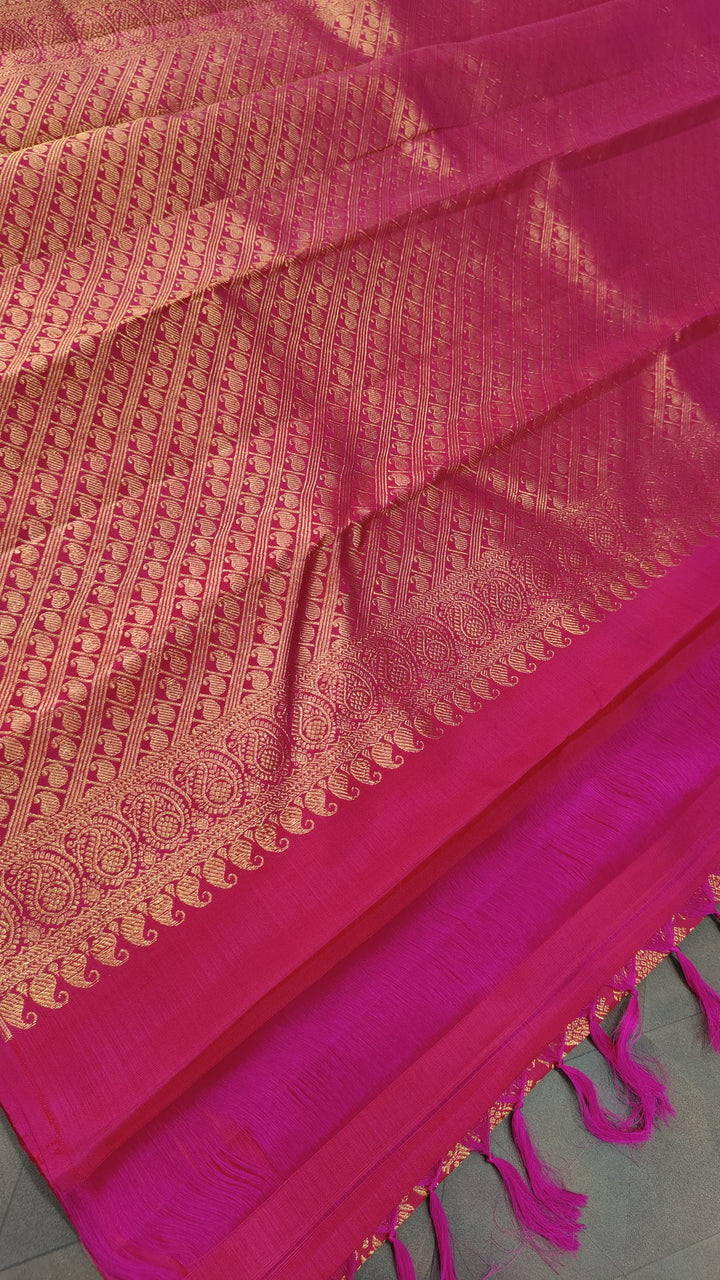 Green Dual Tone Stunning Half Border Kanjivaram Pure Silk saree with Zari Brocade | SILK MARK CERTIFIED