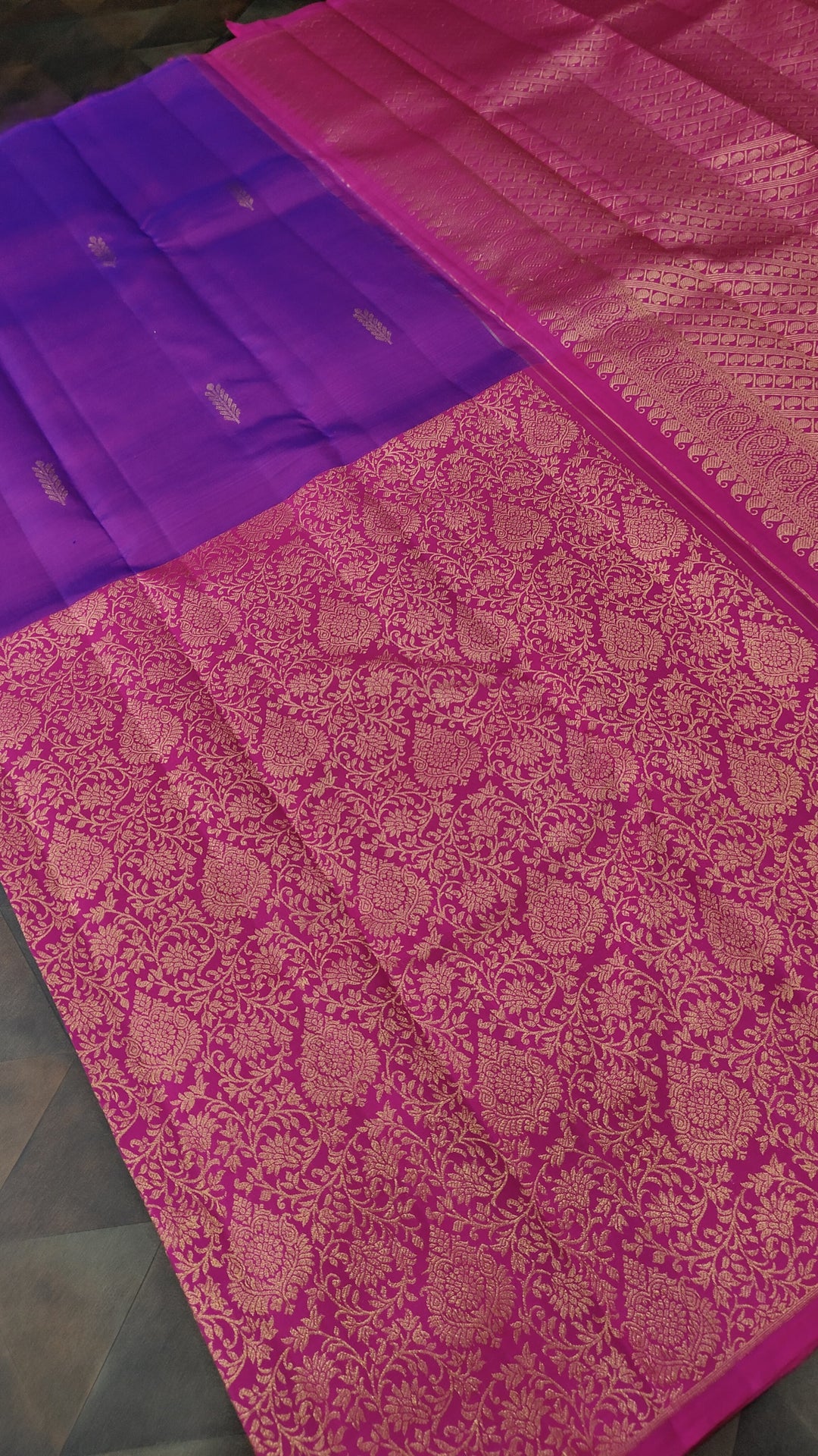 Purple Dual Tone Stunning Half Border Kanjivaram Pure Silk saree with Zari Brocade | SILK MARK CERTIFIED