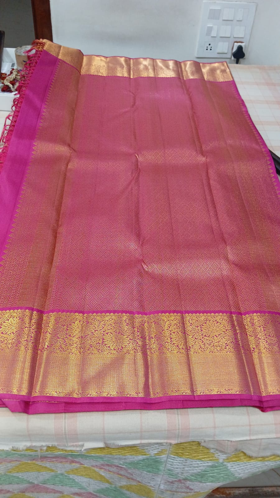 Stunning Pink Dual Tone Pure Kanjivaram Silk Brocade Saree with Grand Pallu and Zari | SILK MARK CERTIFIED