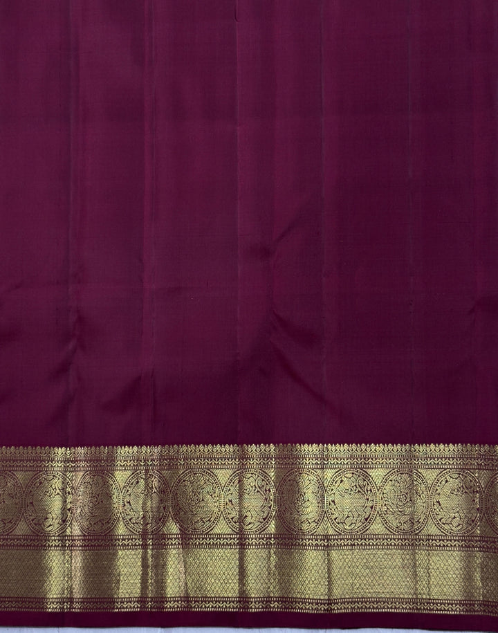 Sage Green Paisley Floral Brocade Gadwal Silk Saree with Wide Zari Border | SILK MARK CERTIFIED