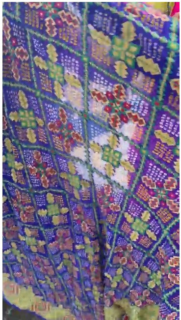 DUPATTA:  Purple Bandhej Design on Pure Silk Banarasi Georgette with Meenakari Pattern | SILK MARK CERTIFIED