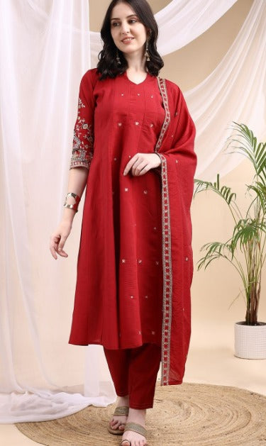 Aarohi Threadwork Cotton Suit set | Made to Order