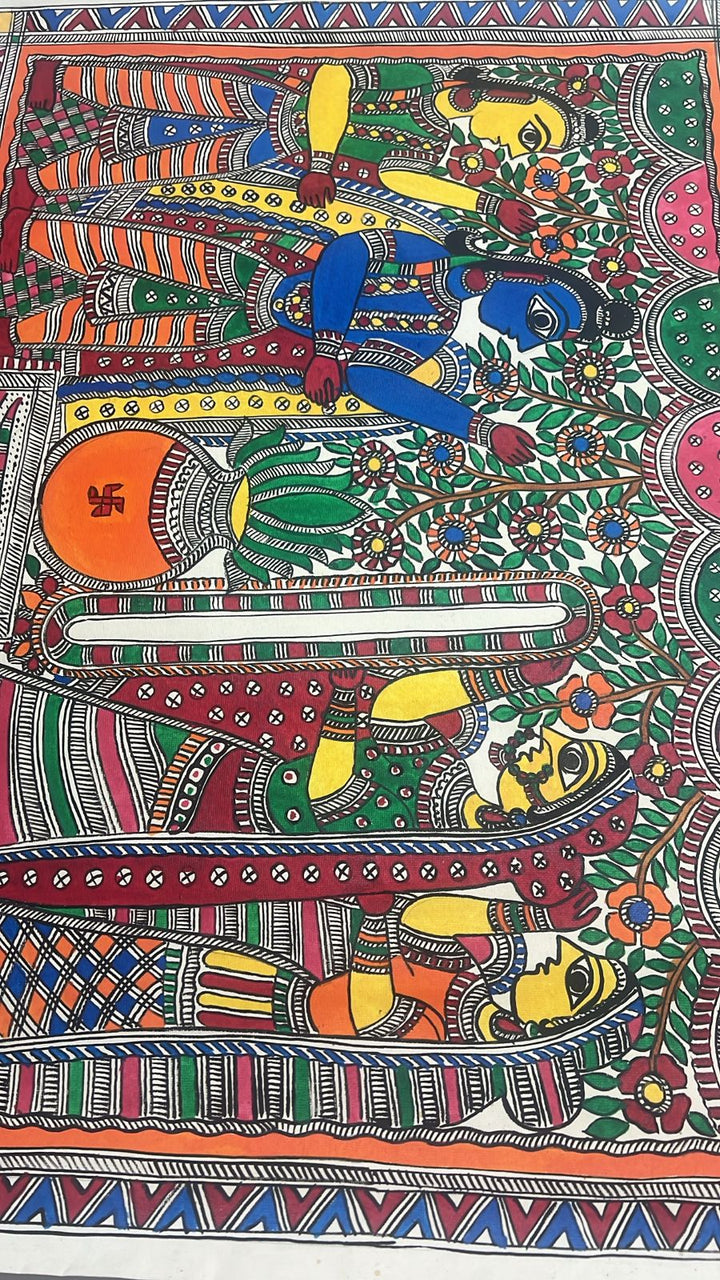 Sita Varmala on Madhubani wall painting, unframed, Unframed,30 x 22 | SHOBITAM