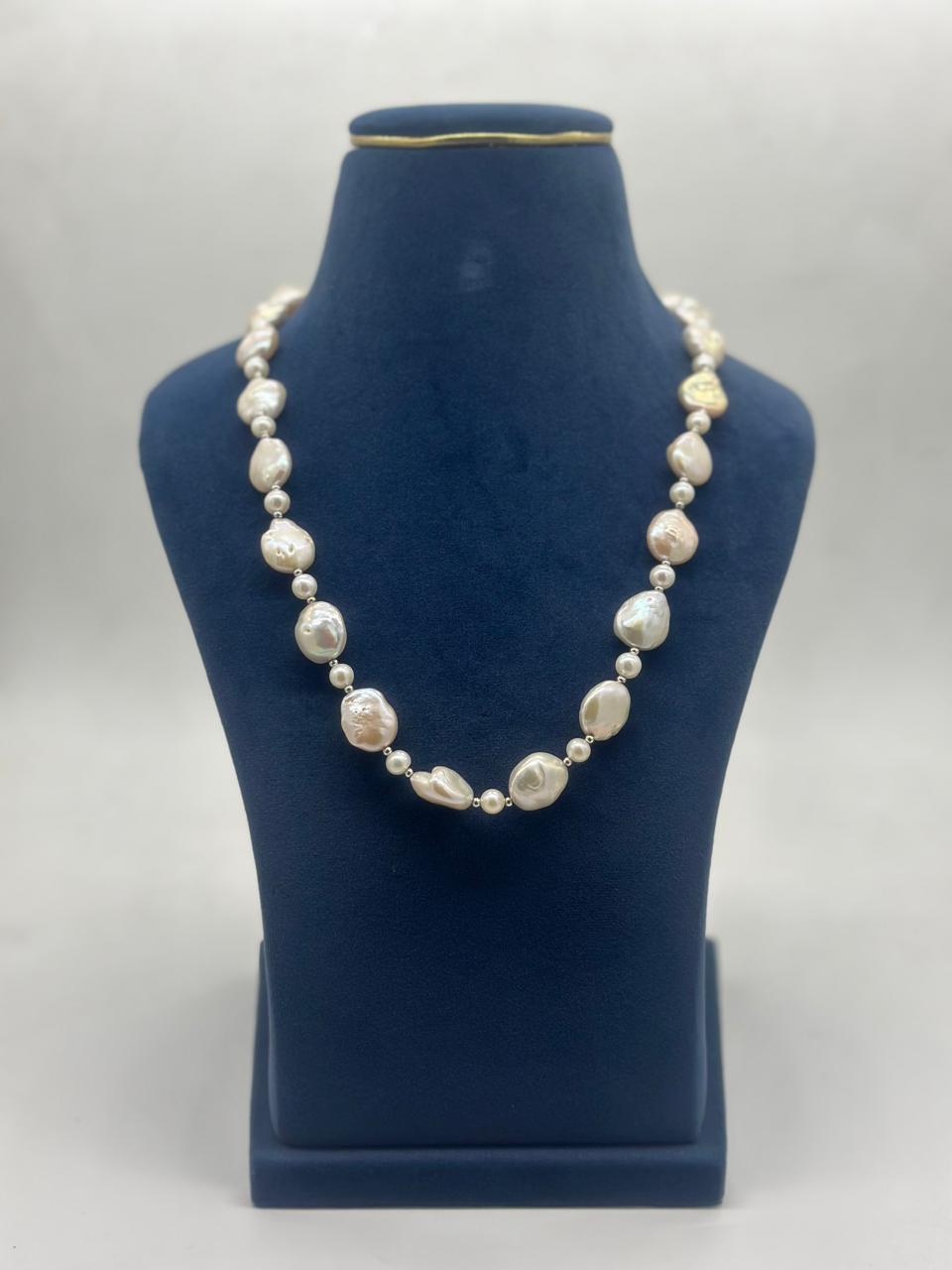 Ivory Whisper Baroque Authentic Pearls Necklace | SHOBITAM