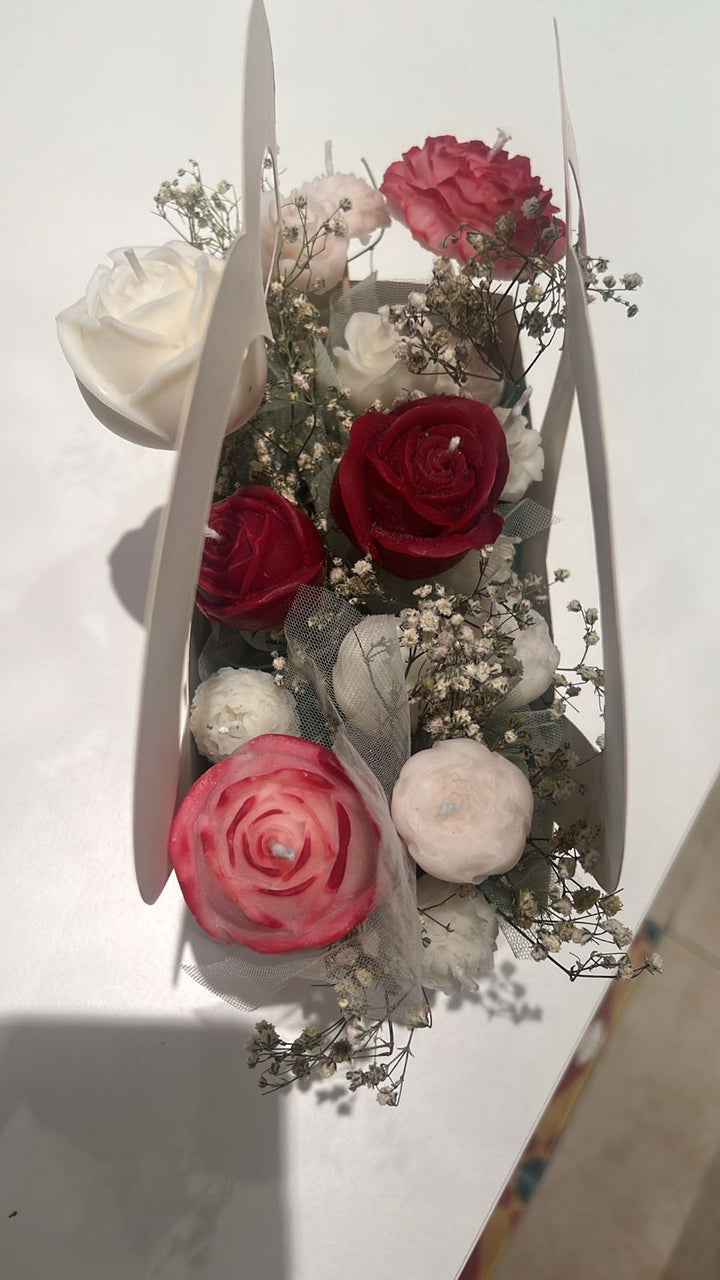 Rose Glow : 16 Candles Roses and Carnation Scented Candles Bouquet | SHOBITAM