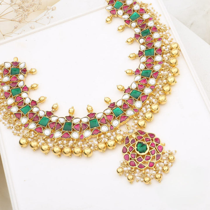 Pure 92.5 Silver Prakasha Kundan Necklace | SHOBITAM
