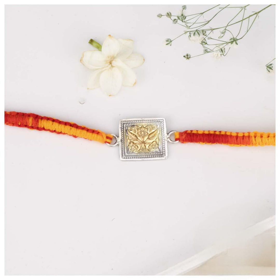 Pure 92.5 Silver Square Silver Rakhi | SHOBITAM