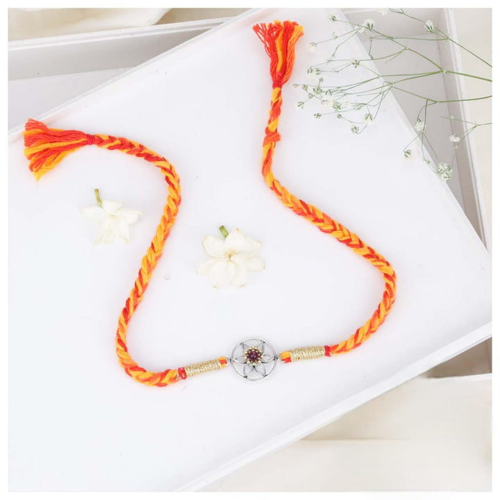 Pure 92.5 Silver Rounded Silver Rakhi | SHOBITAM