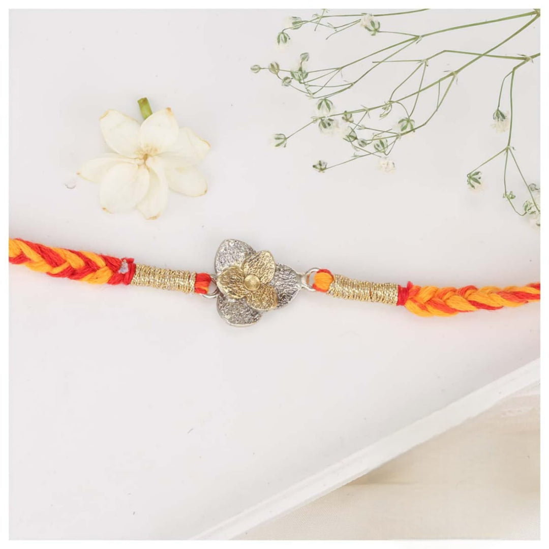 Pure 92.5 Silver Flower Rakhi | SHOBITAM