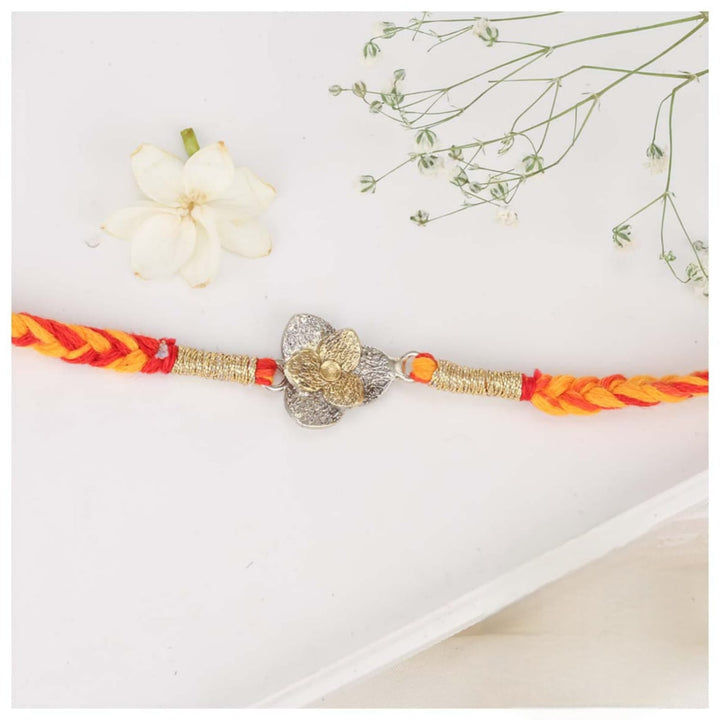 Pure 92.5 Silver Flower Rakhi | SHOBITAM
