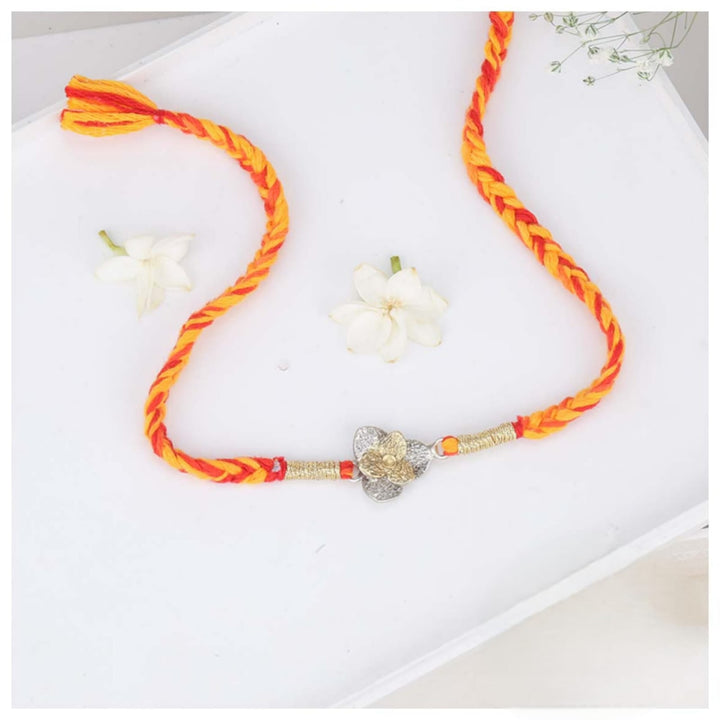 Pure 92.5 Silver Flower Rakhi | SHOBITAM