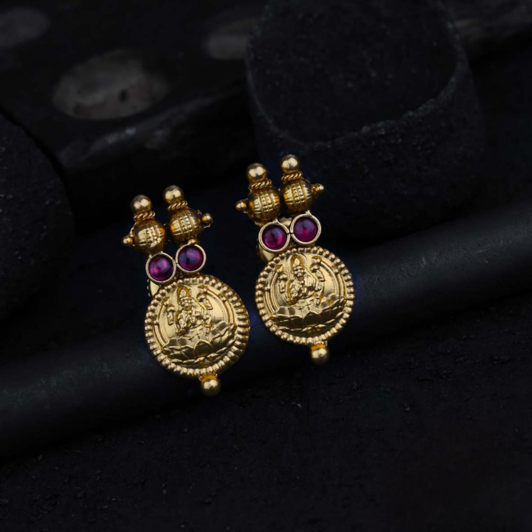 Pure 92.5 Silver Lakshmi Studs | SHOBITAM
