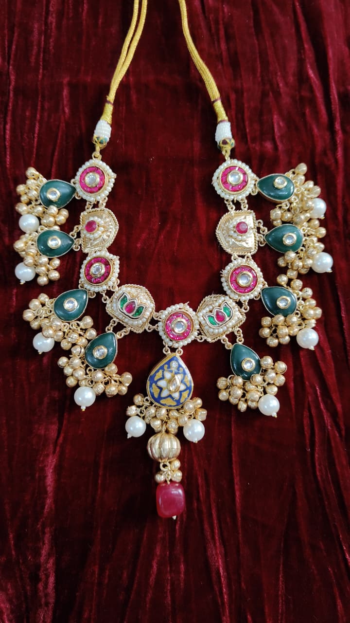 Ghoomar Fushion Rajasthani Necklace with Meenakari