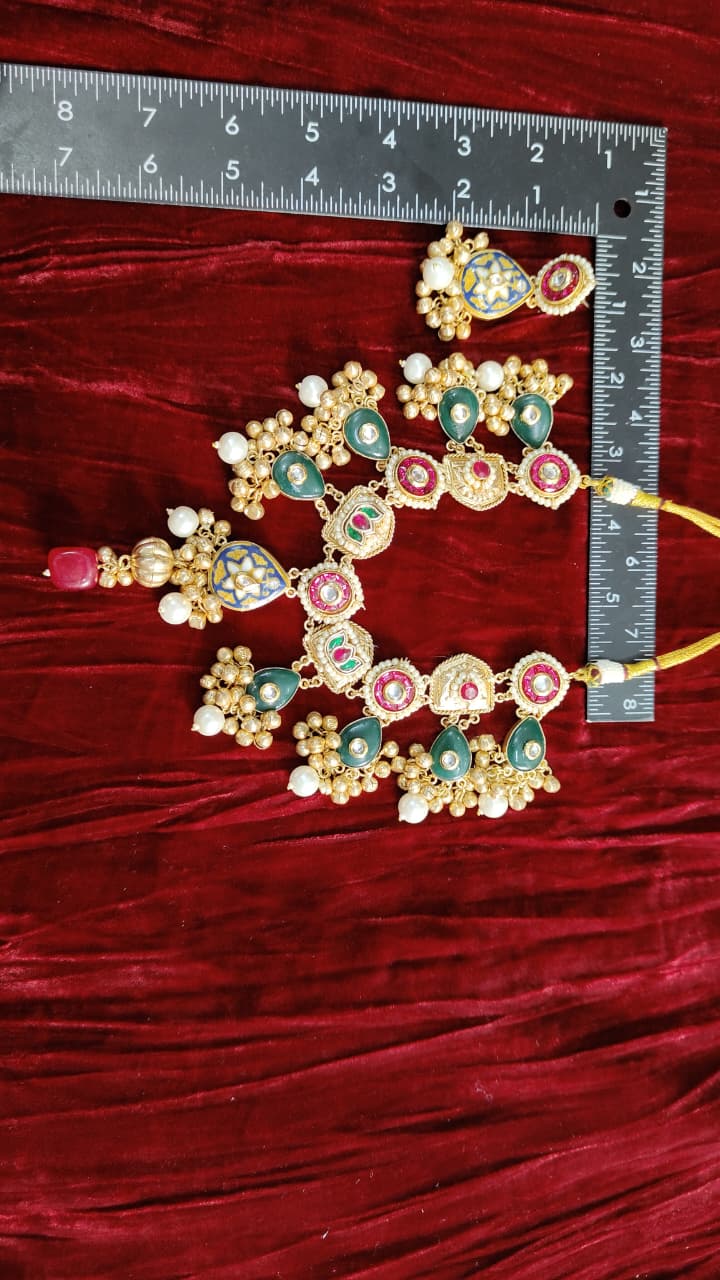 Ghoomar Fushion Rajasthani Necklace with Meenakari