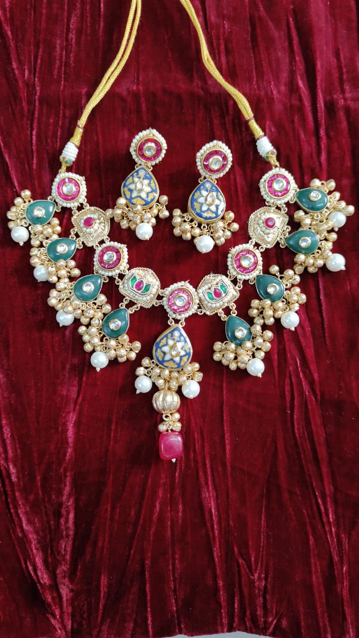 Ghoomar Fushion Rajasthani Necklace with Meenakari