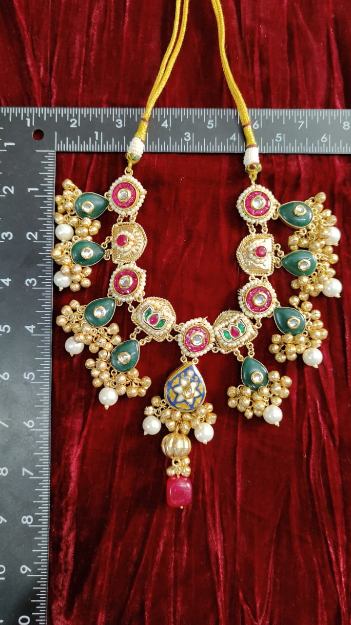 Ghoomar Fushion Rajasthani Necklace with Meenakari