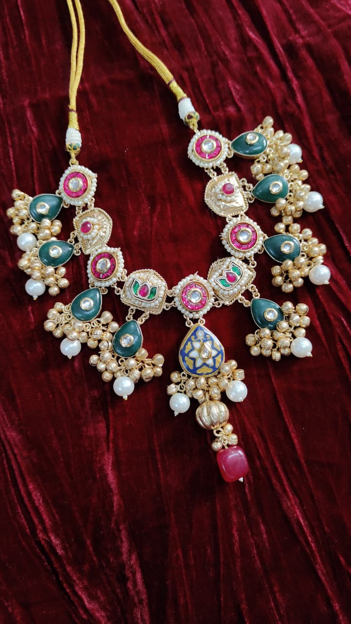 Ghoomar Fushion Rajasthani Necklace with Meenakari