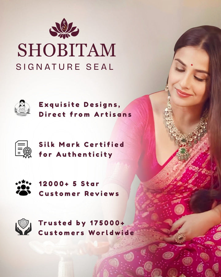 Dark Voilet Kanjivaram Pure Silk Saree with Zari Buttas and Korvai Contrast Border | SILK MARK CERTIFIED | SHOBITAM
