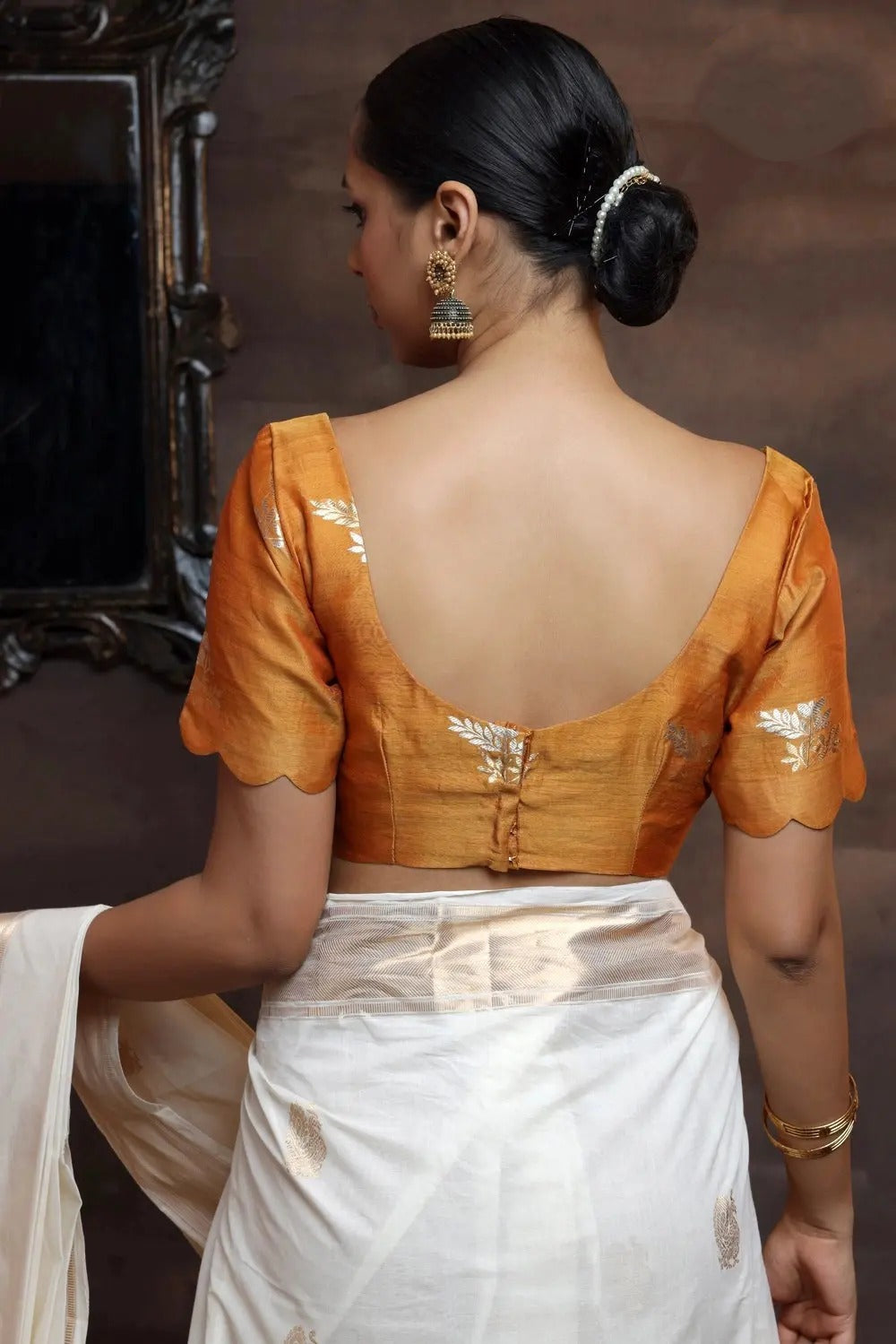 Kesariya Banarasi Blouse | SHOBITAM