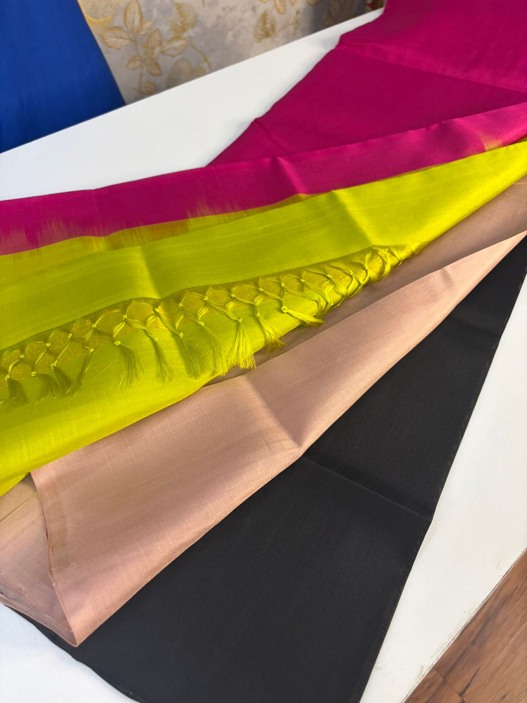 Rani Pink - Handwoven Multicolour Uppada Silk Saree | SILK MARK CERTIFIED | SHOBITAM
