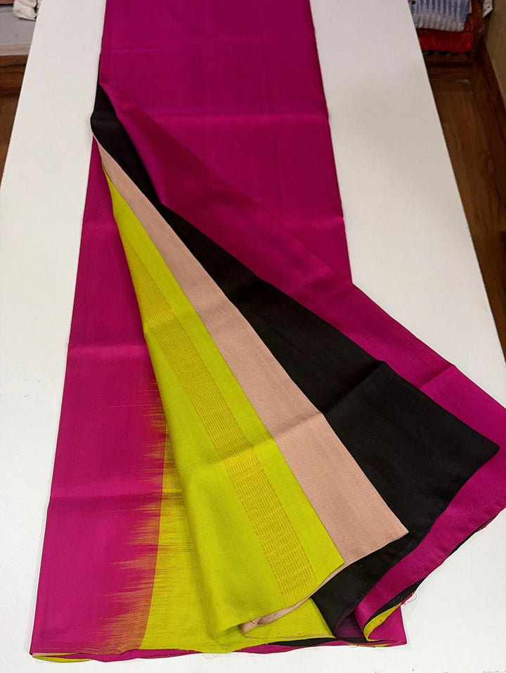 Rani Pink - Handwoven Multicolour Uppada Silk Saree | SILK MARK CERTIFIED | SHOBITAM