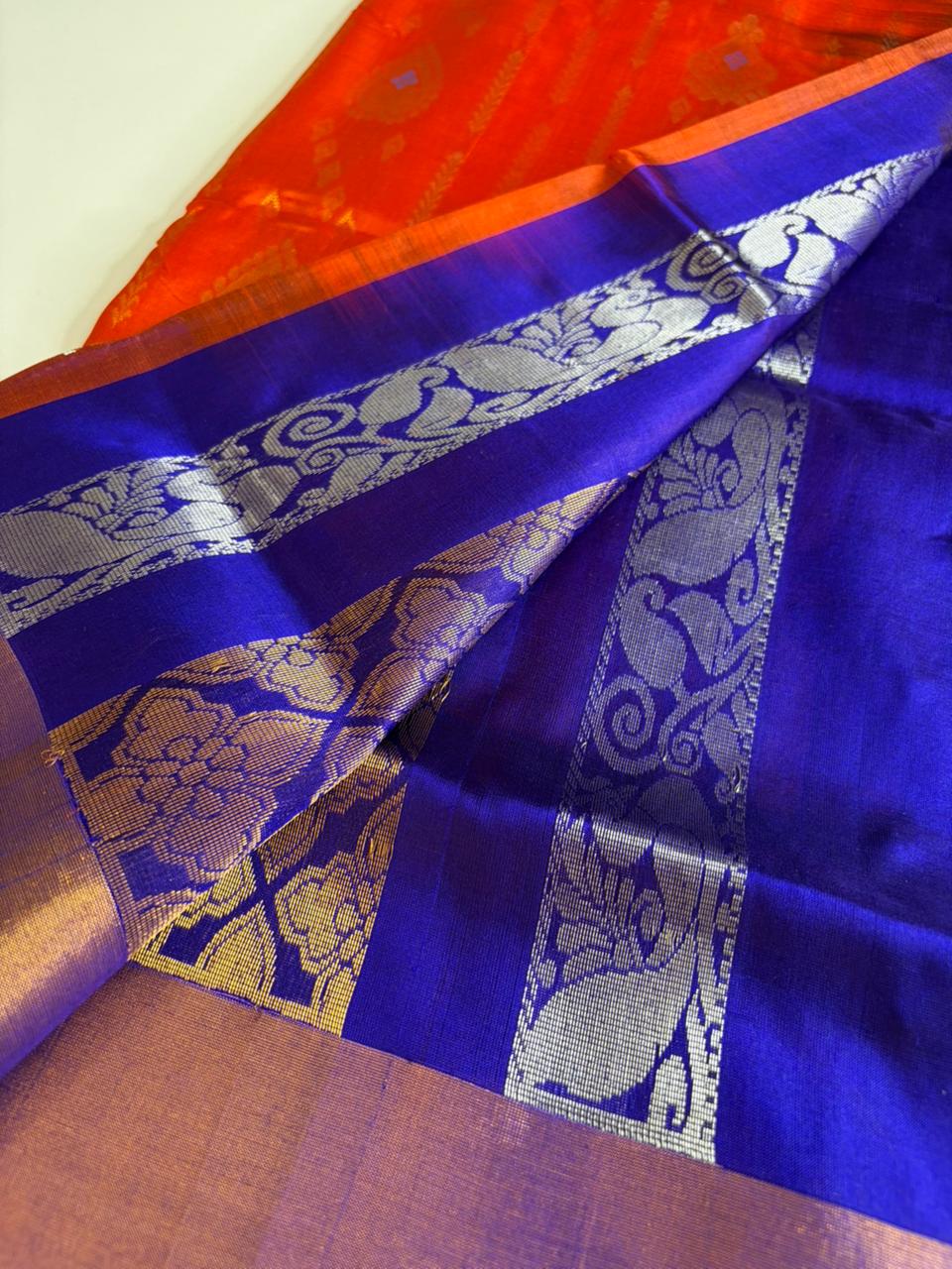 Orange Grand - Handwoven Uppada Silk Saree | SILK MARK CERTIFIED | SHOBITAM