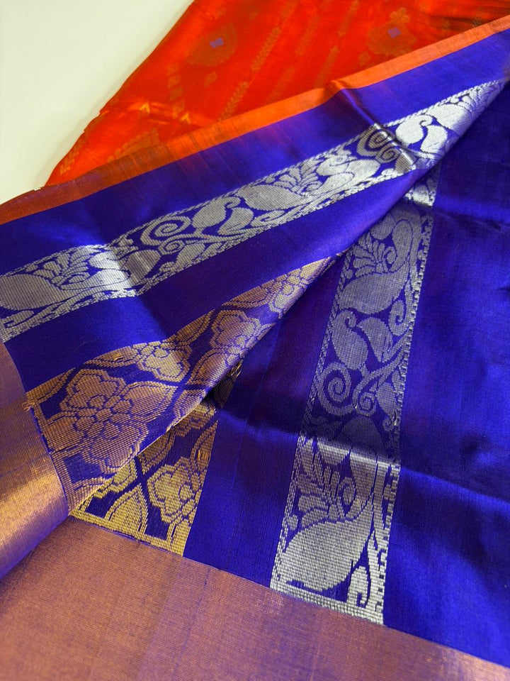 Orange Grand - Handwoven Uppada Silk Saree | SILK MARK CERTIFIED | SHOBITAM