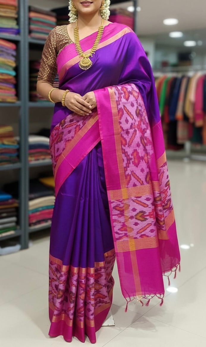 Seema- Purple Handwoven Uppada Silk Saree | SHOBITAM | SILK MARK CERTIFIED