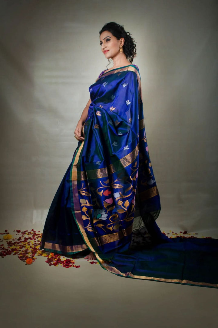 Prerita - Handwoven Uppada Jamdani Silk Saree | SILK MARK CERTIFIED | SHOBITAM