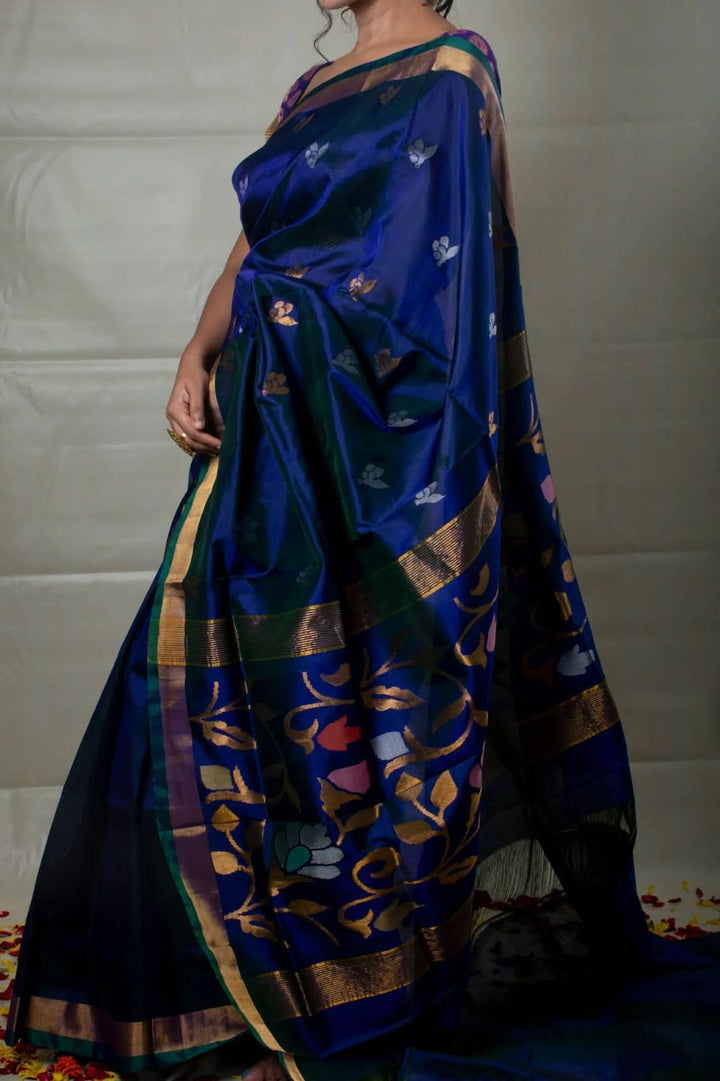 Prerita - Handwoven Uppada Jamdani Silk Saree | SILK MARK CERTIFIED | SHOBITAM