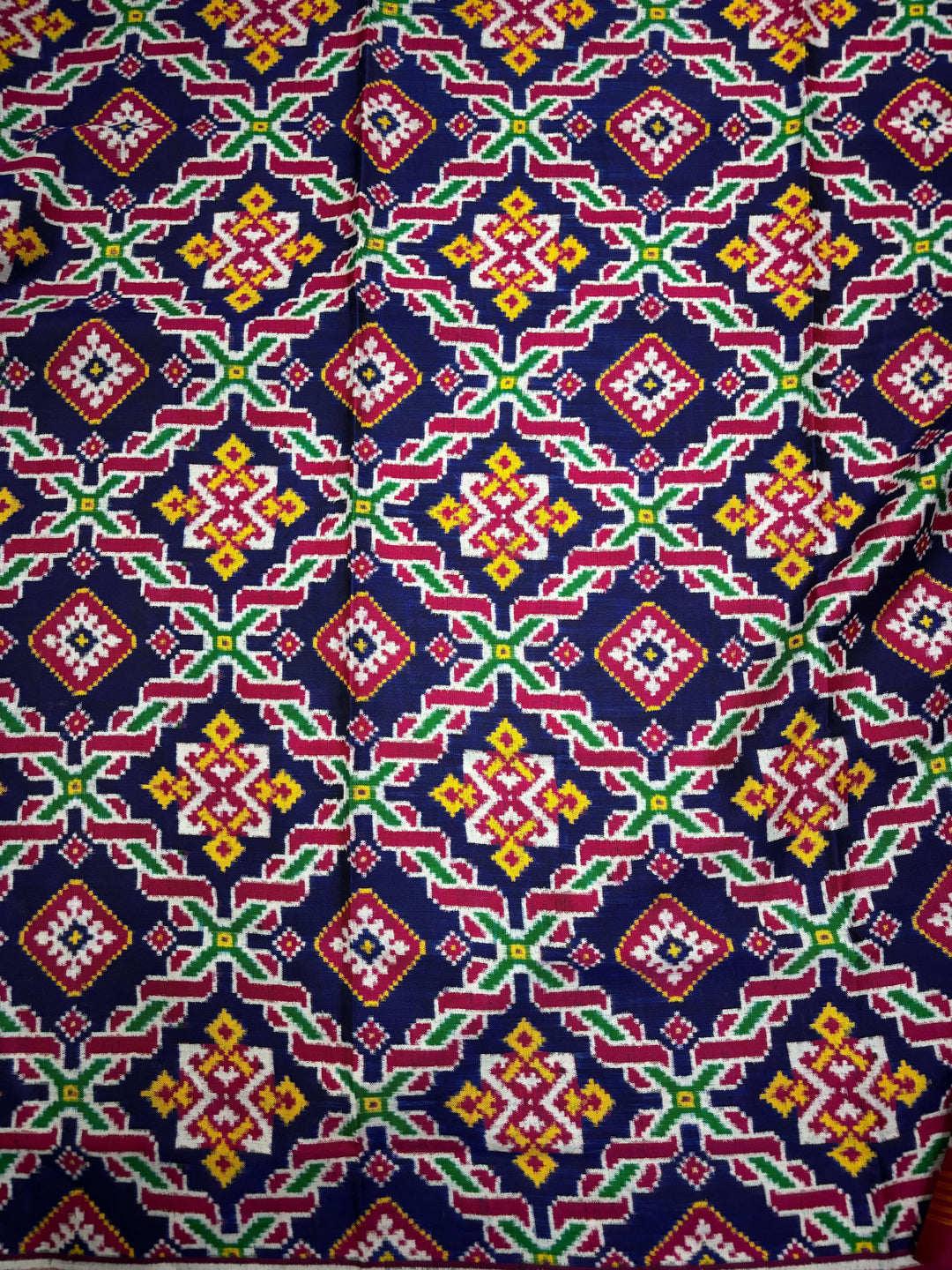 Authentic Double Ikkat Patan Patola Handwoven Rani ki vaav Desing Pure Silk Saree in Blue with Geometric Design | SILK MARK CERTIFIED | SHOBITAM