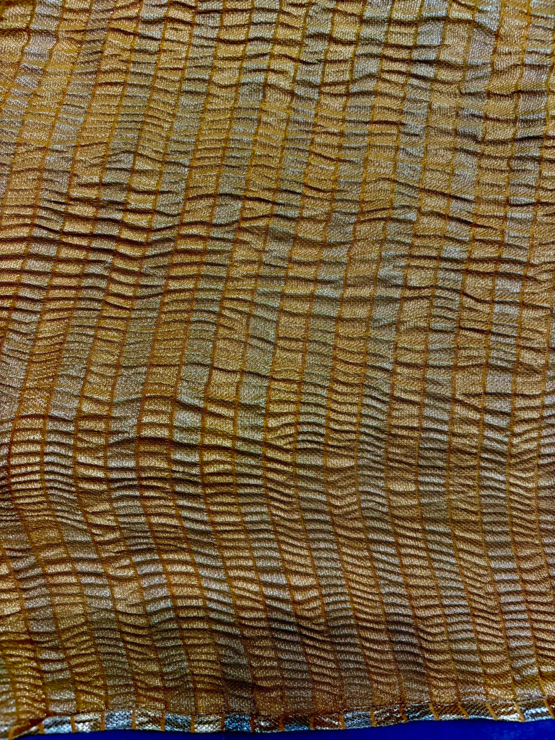 Mustard Yellow Mysore Silk Saree with Muted Gold-Silver Zari Brocade Jaal and Crinkled Blouse piece| SILK MARK CERTIFIED | SHOBITAM