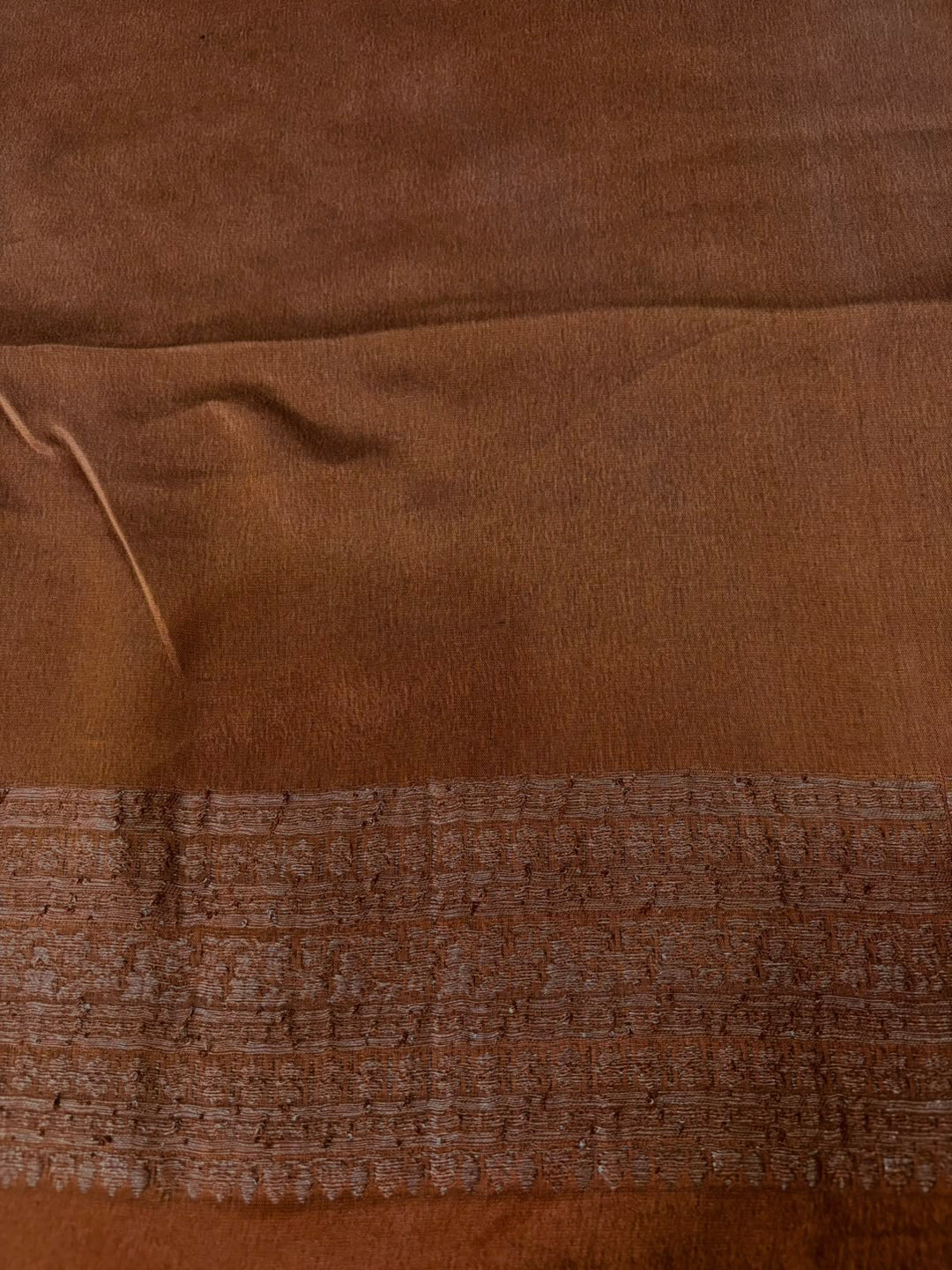 Brown Mysore Silk Saree with Floral Zari Brocade and Zari Border | SILK MARK CERTIFIED | SHOBITAM