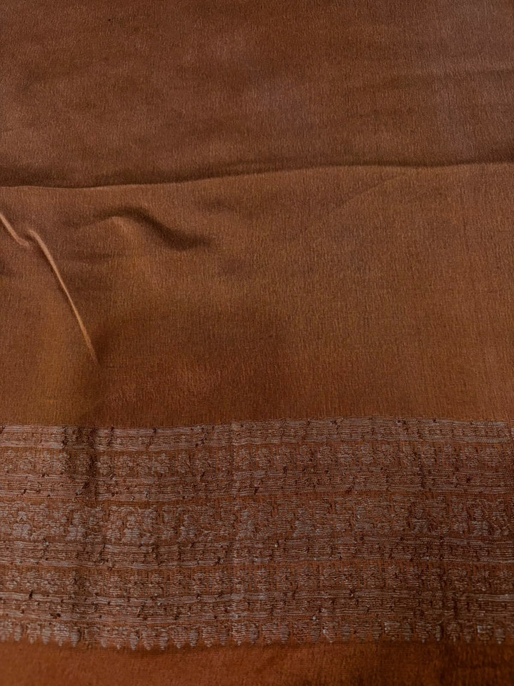 Brown Mysore Silk Saree with Floral Zari Brocade and Zari Border | SILK MARK CERTIFIED | SHOBITAM