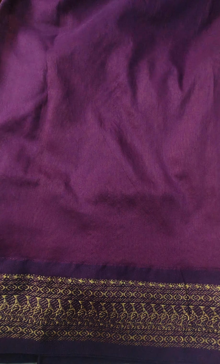 Mustard Yellow Cotton Silk Saree with Thread Buttas and Contrast Zari Border | SHOBITAM