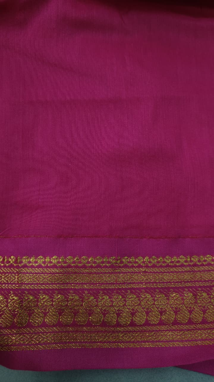 Methi Yellow Dual Tone Cotton Silk Saree with Thread Buttas and Contrast Zari Border | SHOBITAM