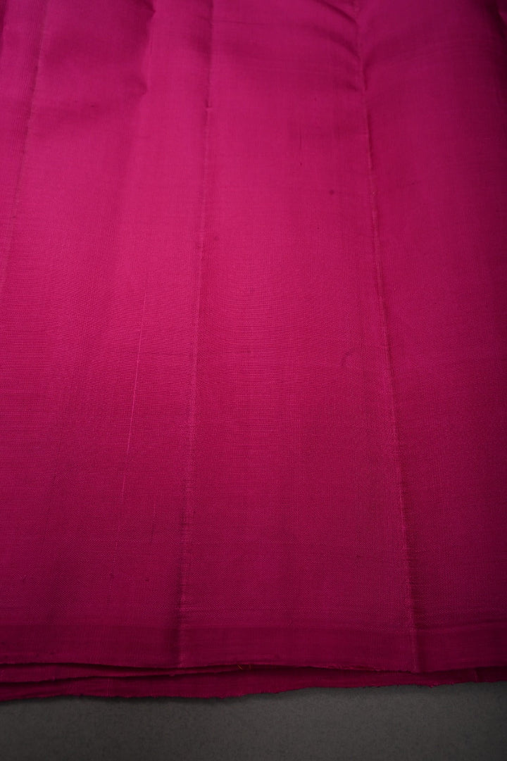 Rani Pink Pure Gadwal Silk Saree with Ornate and Vanasingaram Gold-Silver Zari Stipes Brocade | SILK MARK CERTIFIED