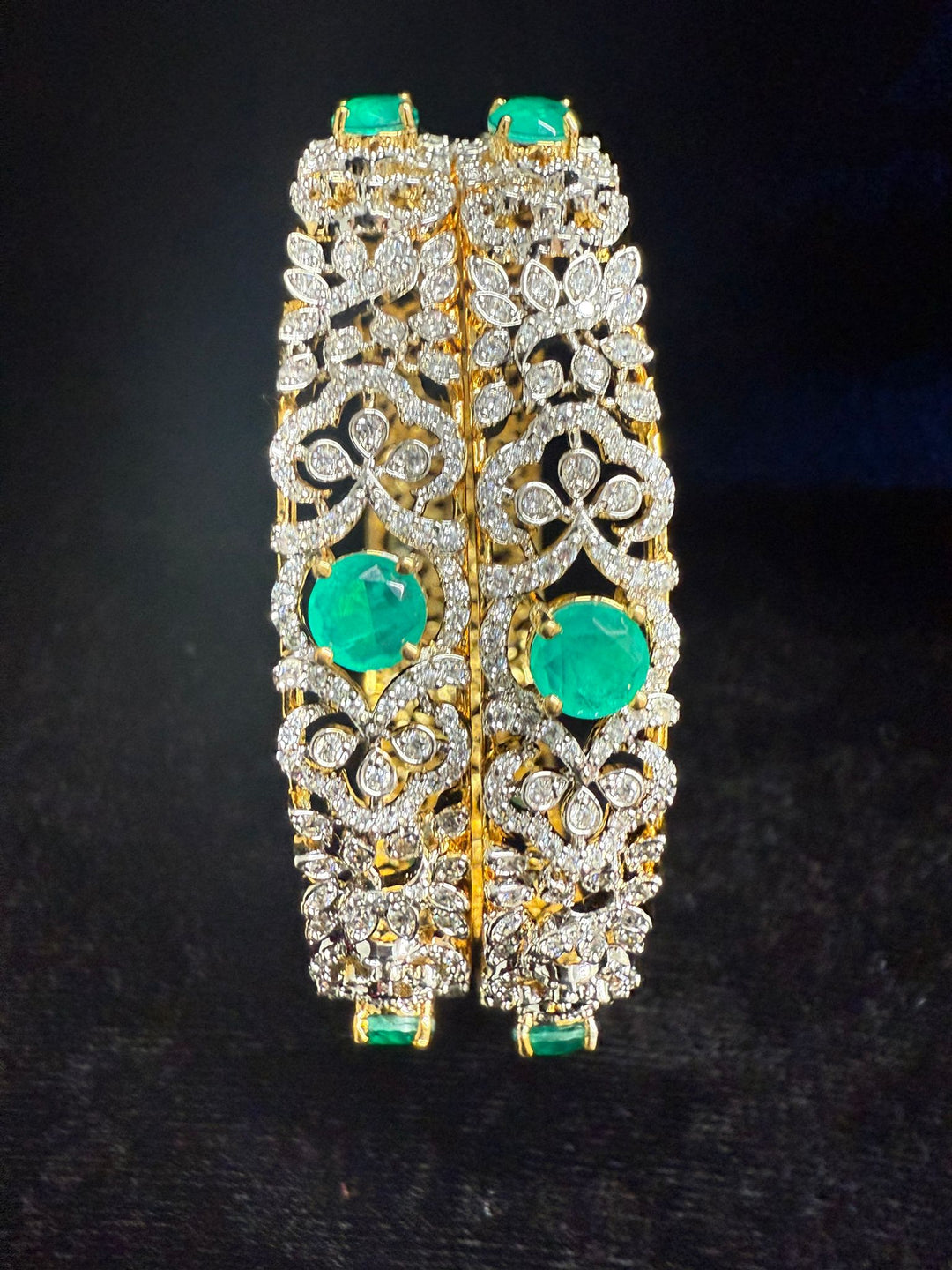 92.5 Silver Shrinikha Diamond Design Bangles 2.6"
