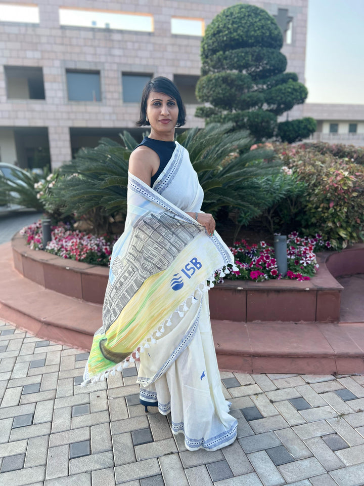 My University, My Saree - ISB Hand Painted Saree | SHOBITAM