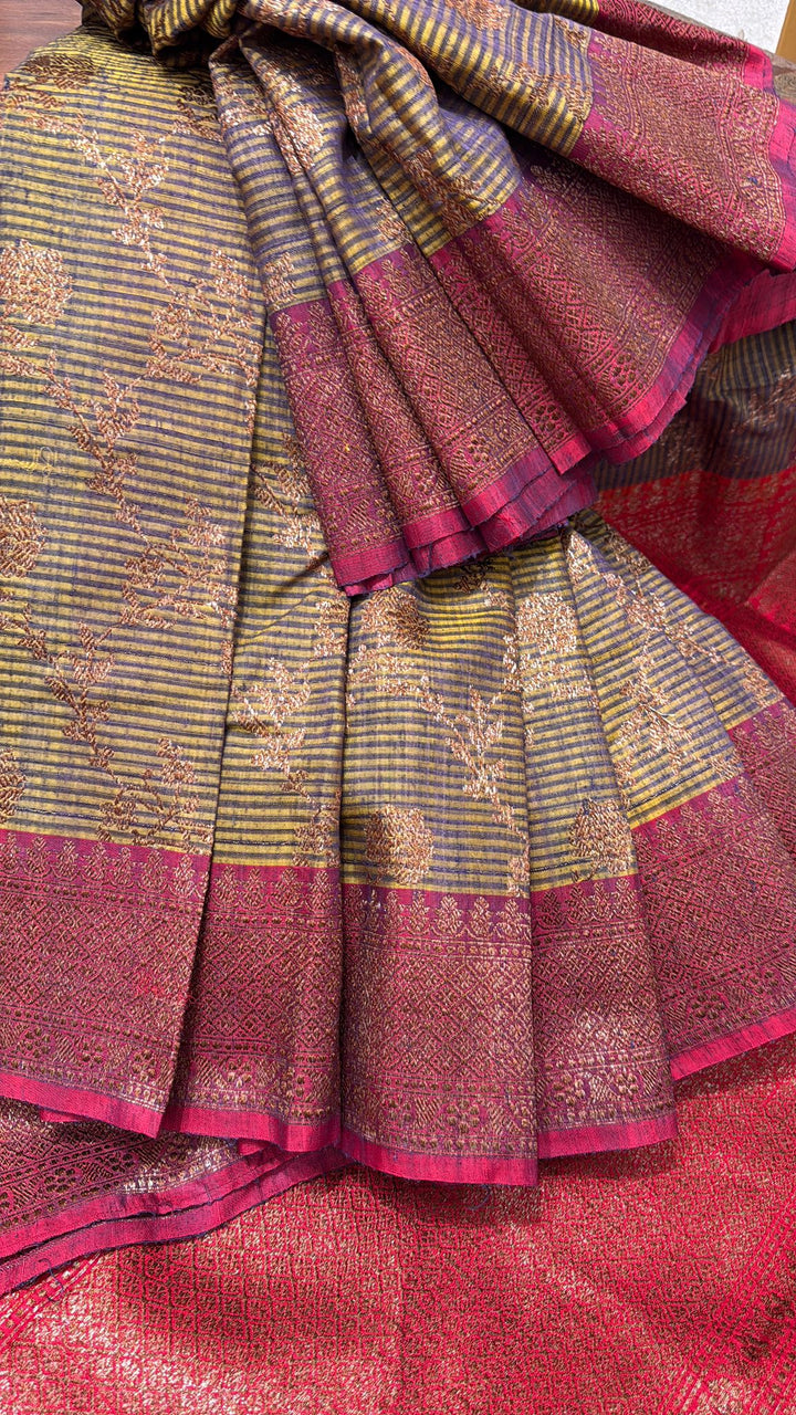 Kadhuwa Jaal Banarasi Pure Dupion Silk Saree in Methi Green |CERTIFIED SILK