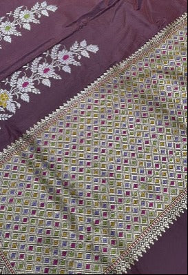 Chocolate Brown Banarasi Pure Katan Silk Saree with Meenakari Detailing and Zari Border | SILK MARK CERTIFIED