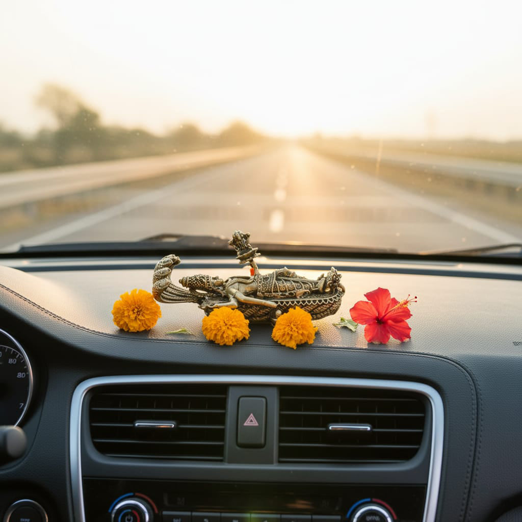 Lord Vishnu Yog Nidra Brass Idol / Car Dashboard
