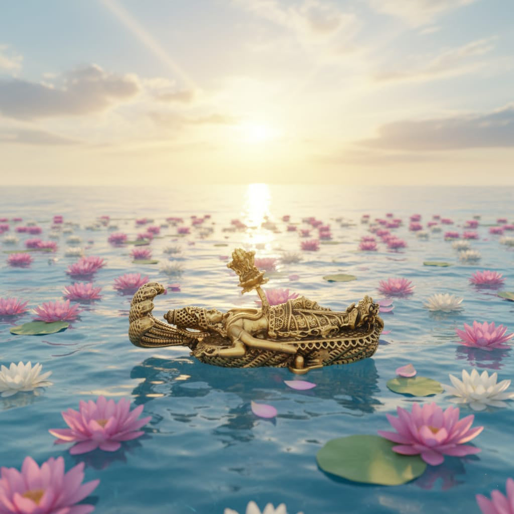 Lord Vishnu Yog Nidra Brass Idol / Car Dashboard