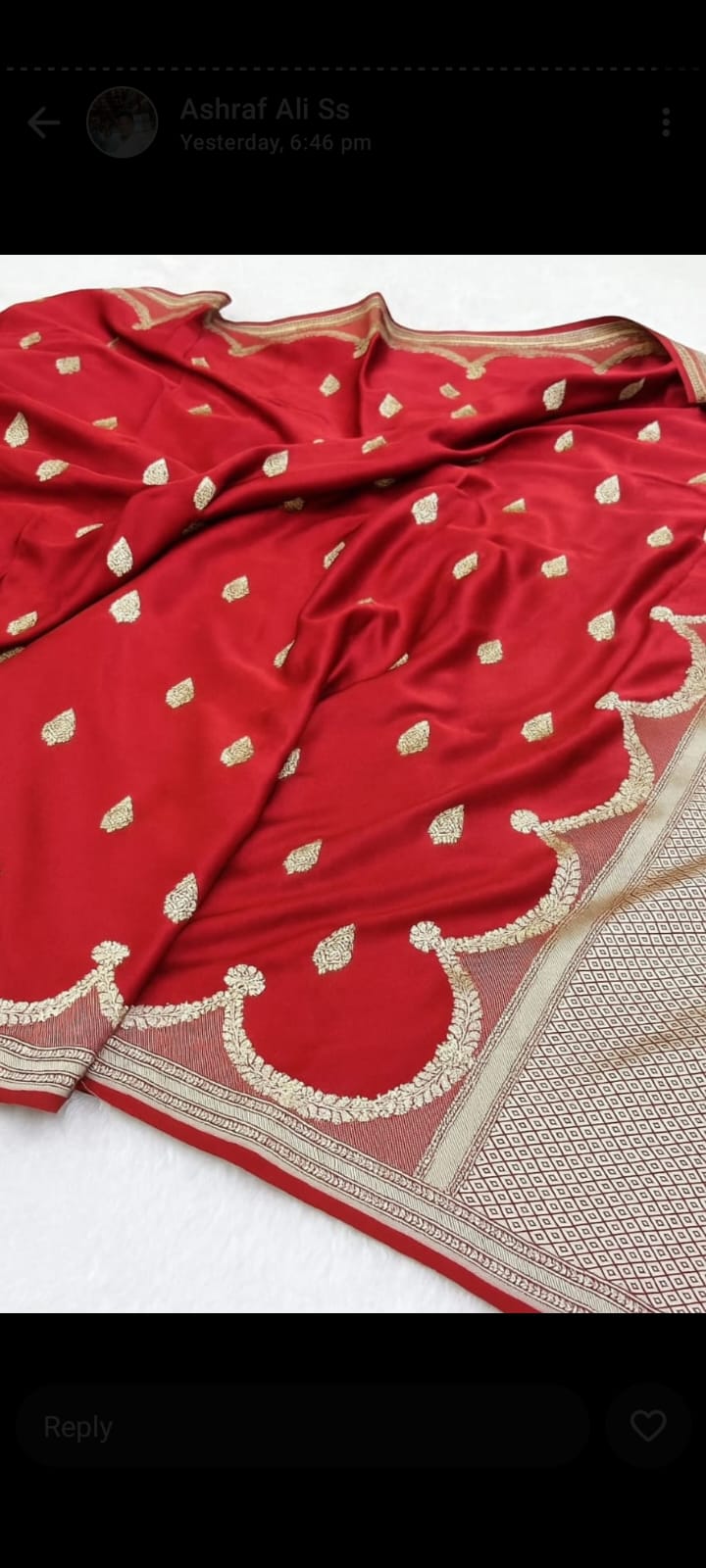 Vibrant Red Orange Banarasi Semi mashru Silk Saree with Butidar Zari Buttas and Scalloped Border