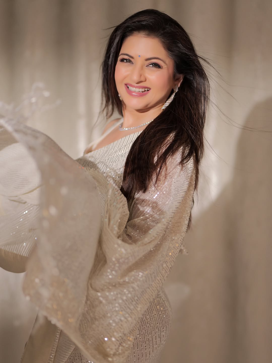 Sequin on net Saree in White | Sarees By Shobitam