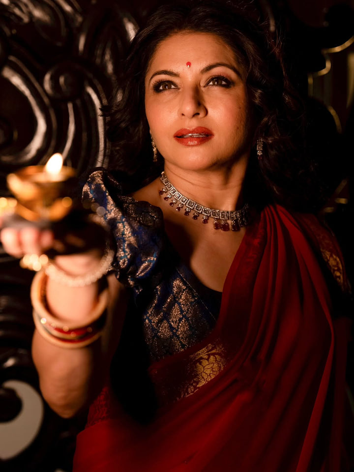 Bhagyashree Banarasi Brocade Corset Blouse with Puff Sleeves ,  Made to Order, Customizable