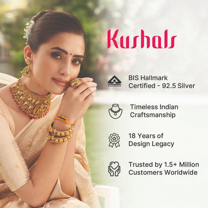 92.5 Sterling Silver Gold-Plated Navratna Ring with Multi-Gemstone Accents