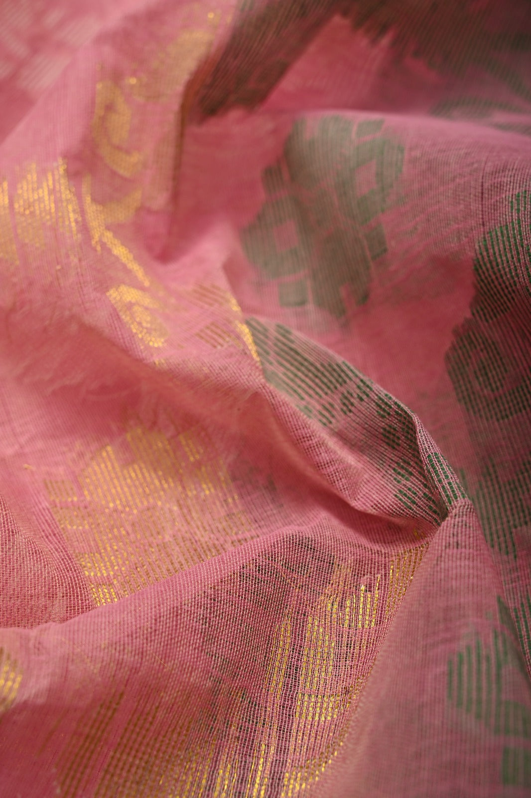 Bubblegum Pink Mercerized Cotton Saree with Meenakari Jamdani Style Design and Border  | SHOBITAM