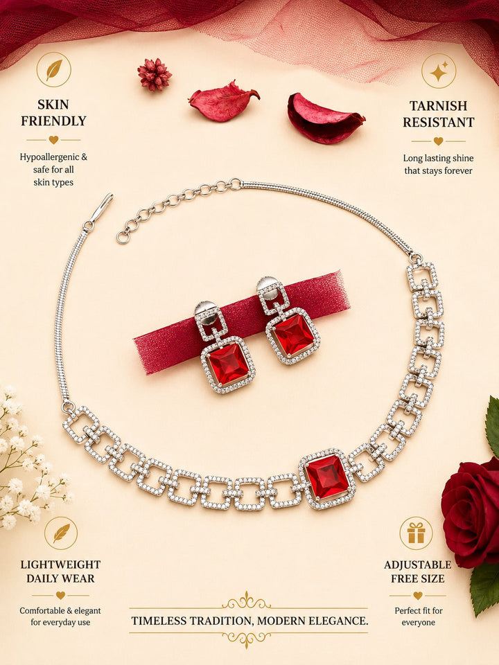 American Diamond Necklace Set – Luxury Evening Glam | SHOBITAM